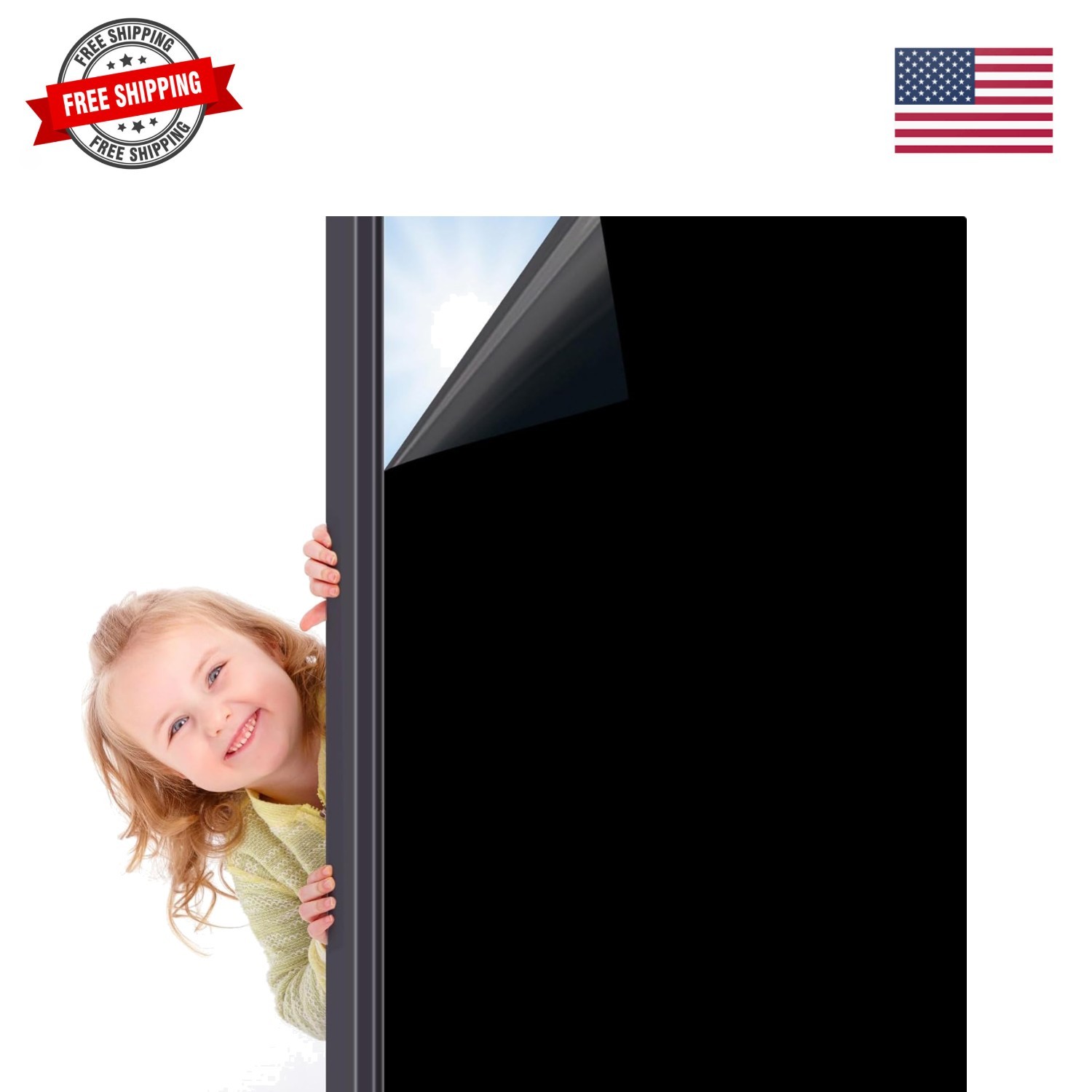 Blackout Film – 23.6×78.7 Inch, Static Cling, Darkens Room Windows