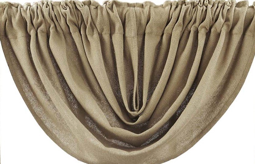 Burlap Natural Tan 100% Cotton Rustic Country Window Balloon Valance 60″ W