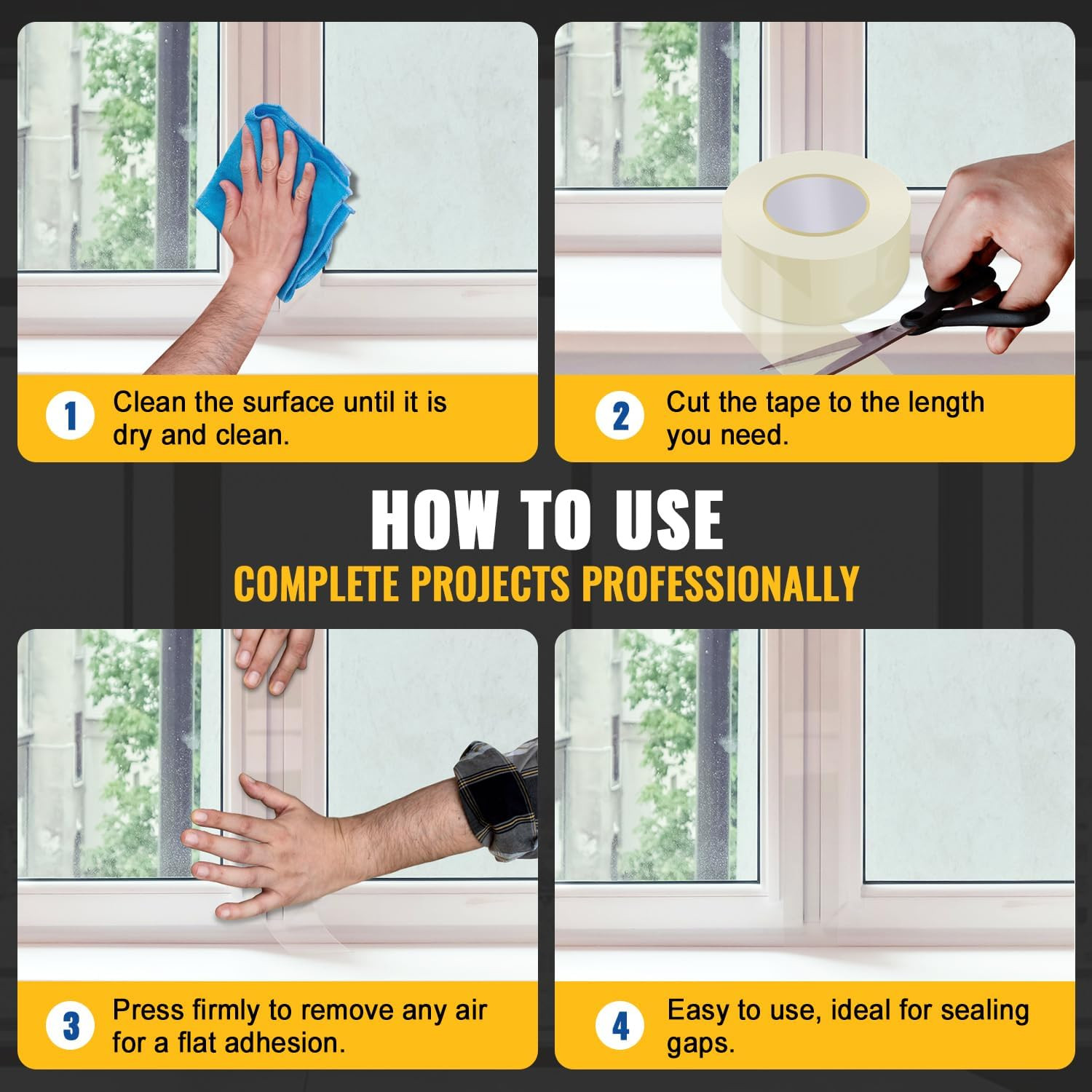 Transparent Window Weather Sealing Tape for Winter, 2 Inch x 120 FT (40 Yards) W