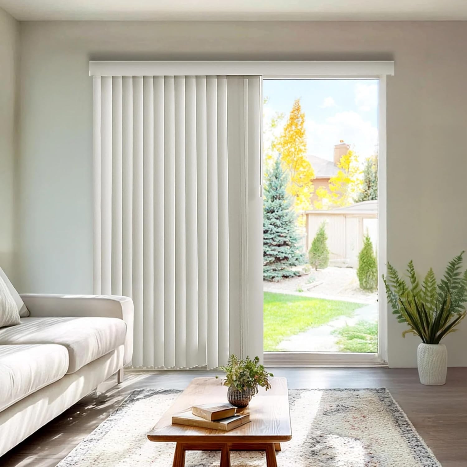Vinyl Vertical Blinds | Cordless Blackout Patio Door Shades | 78″W x 84″H