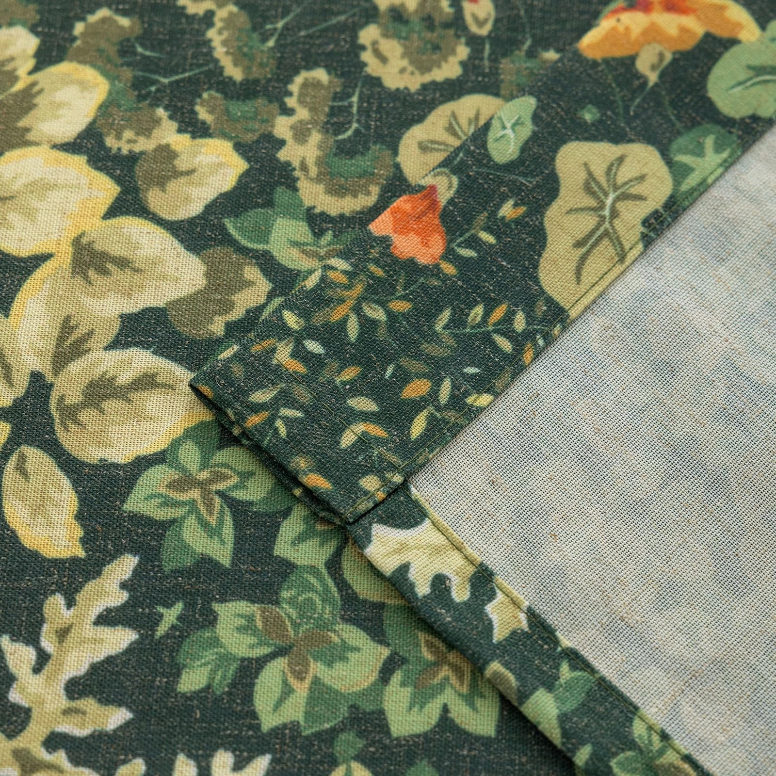 Green Floral Curtains 84 Inches Long 2 Panels Vintage Cottagecore Botanical C..