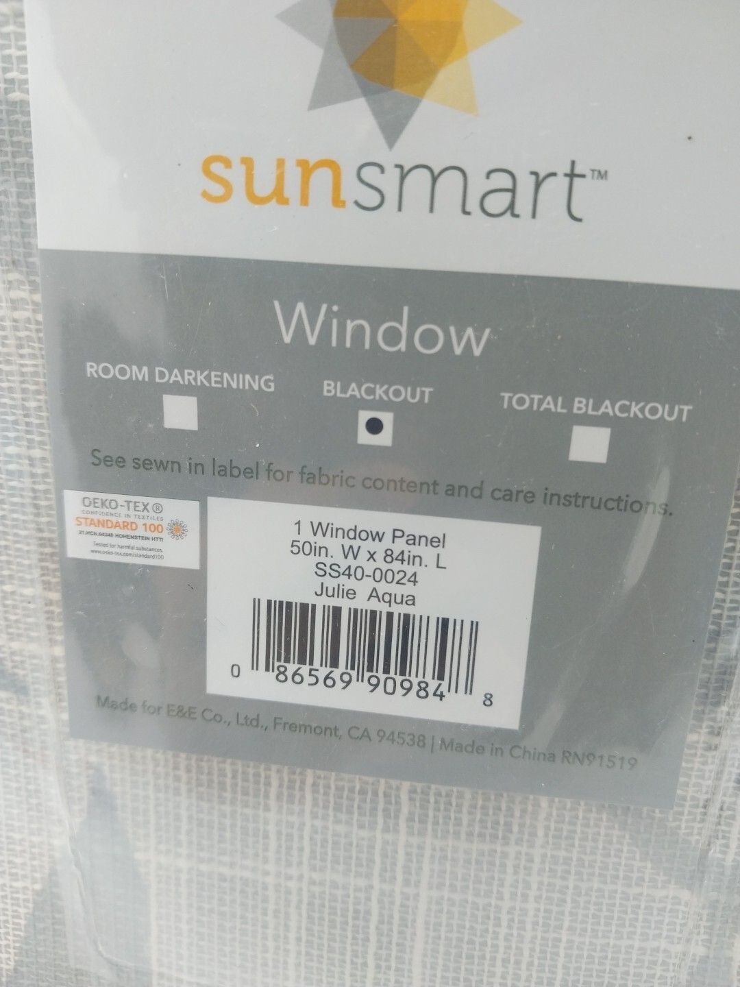 Sunsmart Window Grommet Curtain Blackout 50in W x 84in L Julie Aqua