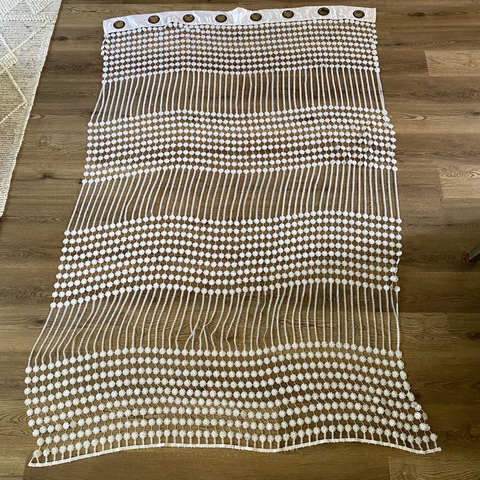 Silver Gray Boho Macrame Crochet Lace Sheer Curtain Panels Set of 2 82×55