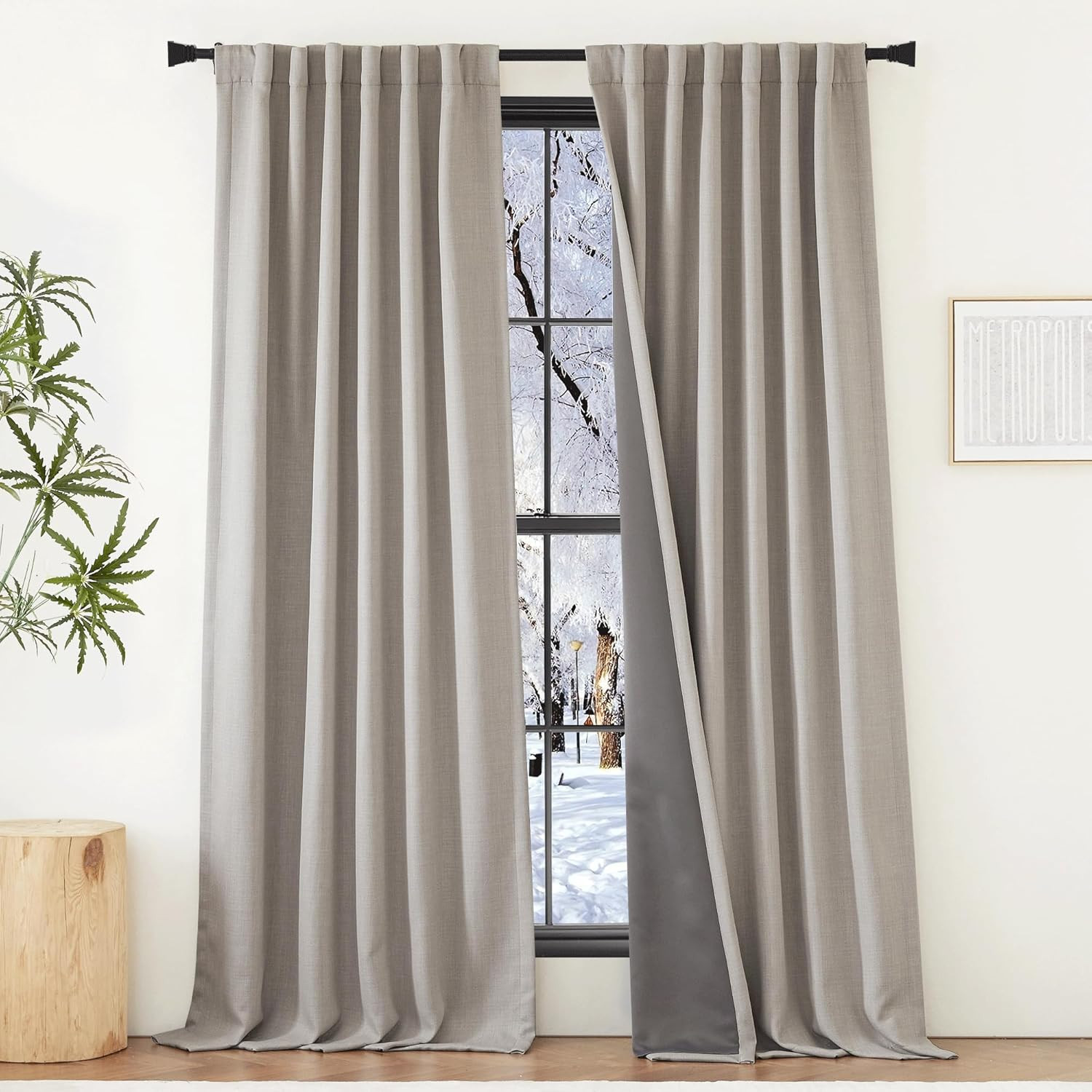 Thick 100% Blackout Curtains 84″ – 2 Panels, Thermal Room Darkening Angora