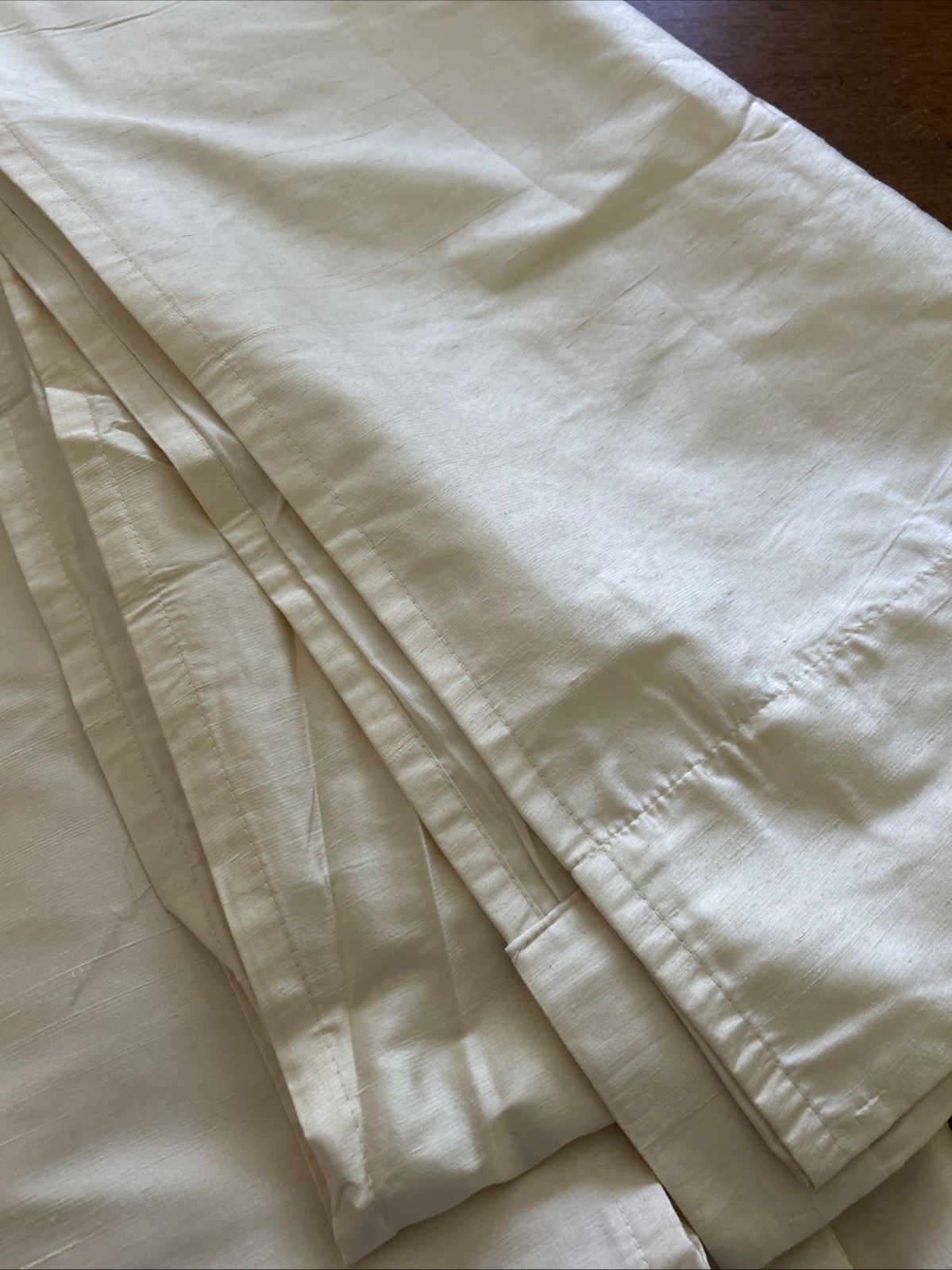 West Elm Ivory 100% Silk Curtains 48×96” Cotton Liner set of 2