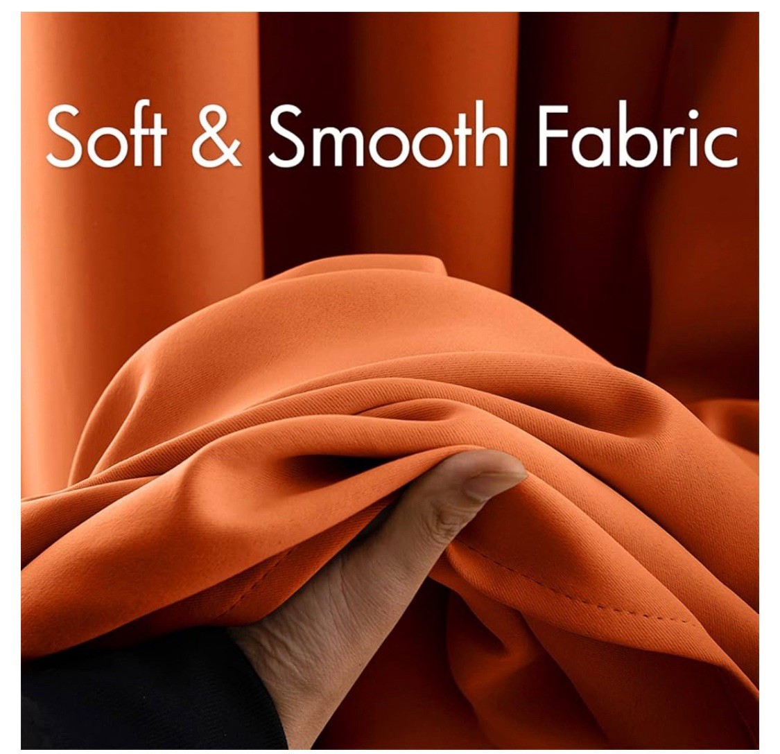 Solid Thermal Insulated Grommet Blackout Curtains Drapes 2 Panels Orange X NEW