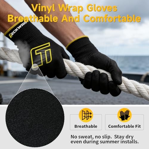 TECKWRAP Vinyl Wrap Gloves for Car Wrapping & Black * 5 Pairs (10 Gloves)