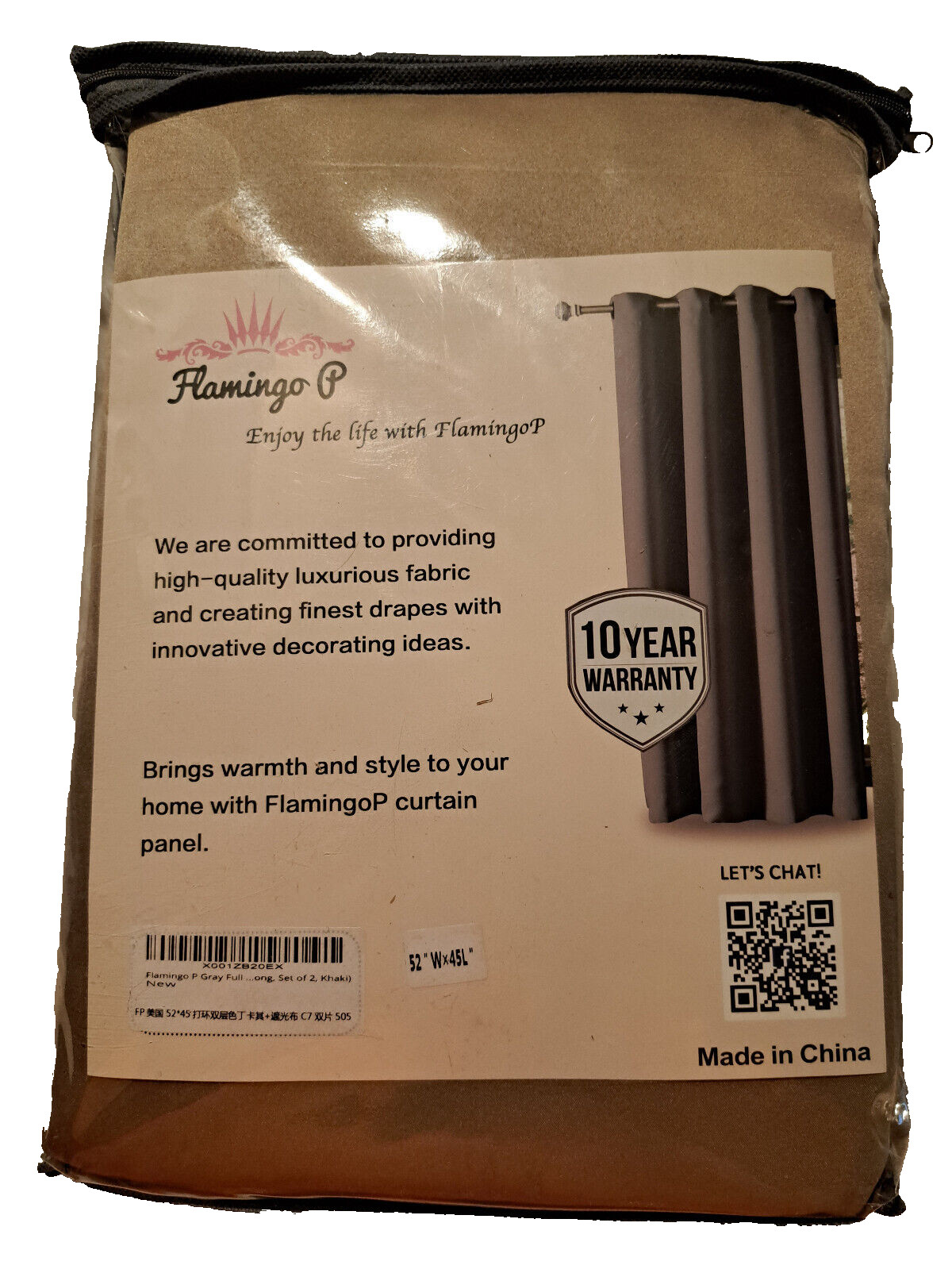 FLAMINGO P Bronze Curtains Thermal Insulated Drapes 2 Panels 52″ X 45″ NEW