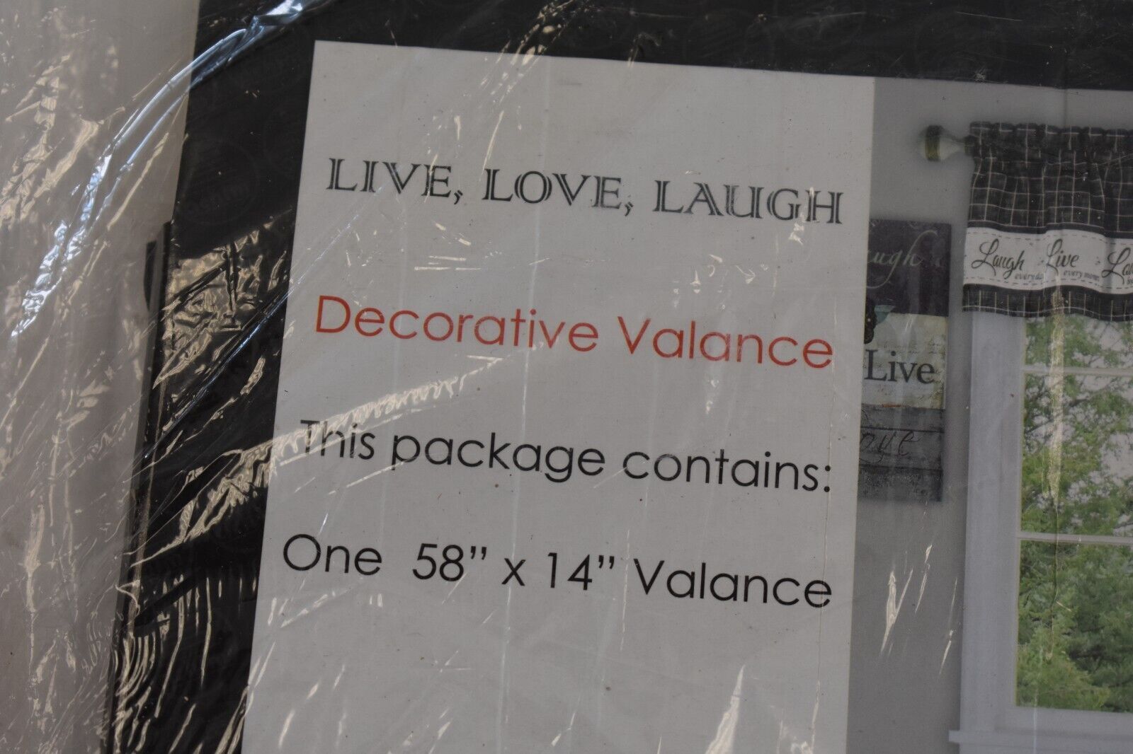 Live Love Laugh Decorative Curtain Valance 58″ x 14 Polyester Charcoal 2 Pack