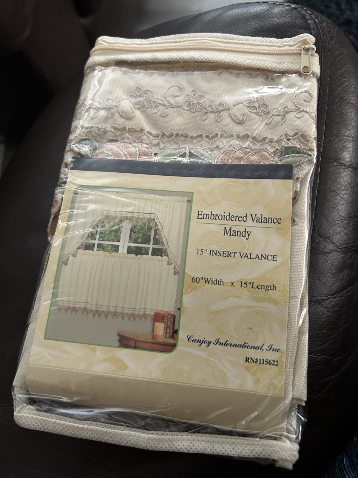 Vintage Home “Mandy” Valance Embroidered Ivory 60 X 15 New in Pack Canjoy Int