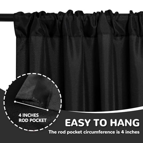 Backdrop Curtains for Parties – 10ft x 8ft Party 60″W x 96″L (Pack of 2) Black