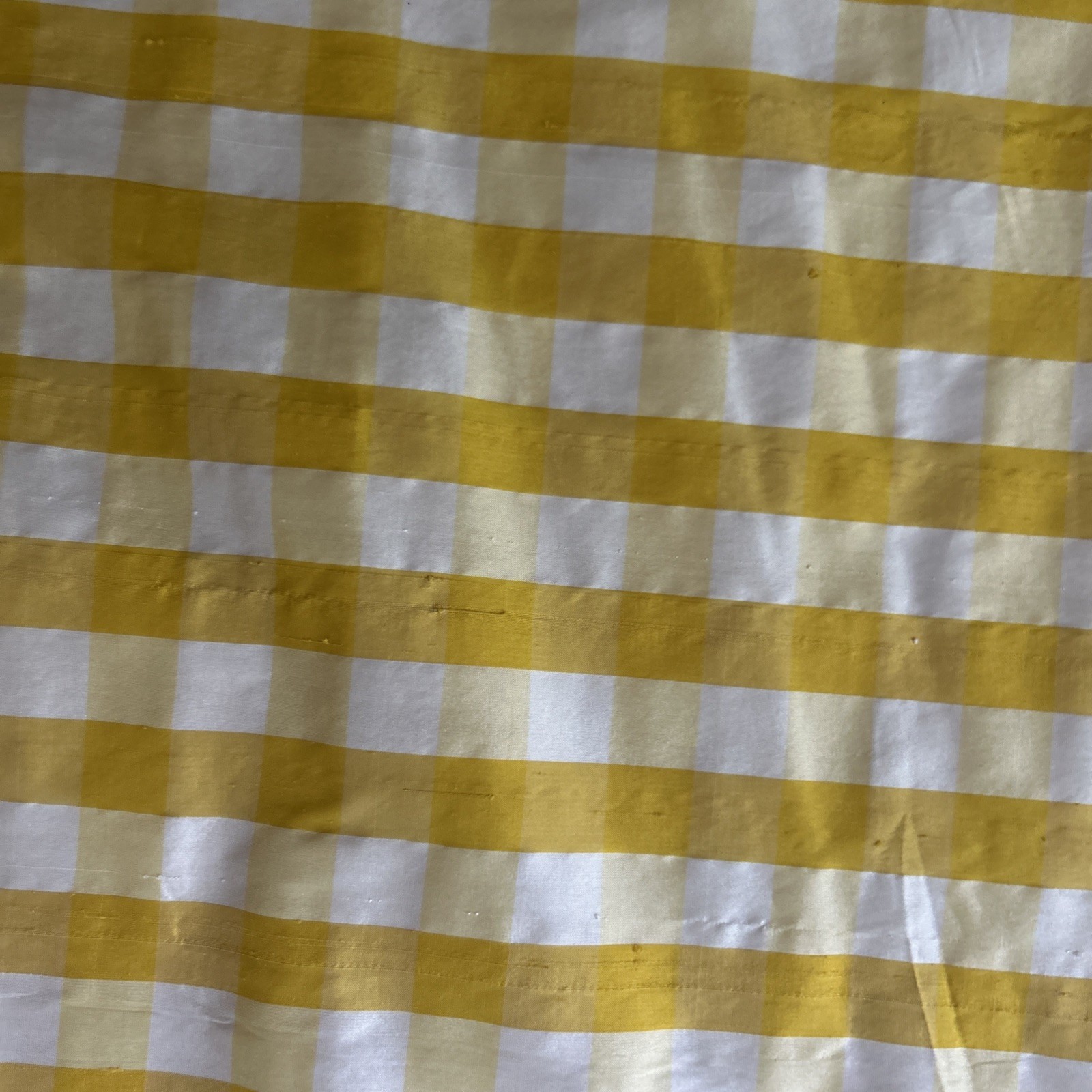 Pair Decorator Custom Made Striped Check Silk Taffeta Tassel Trim Lined