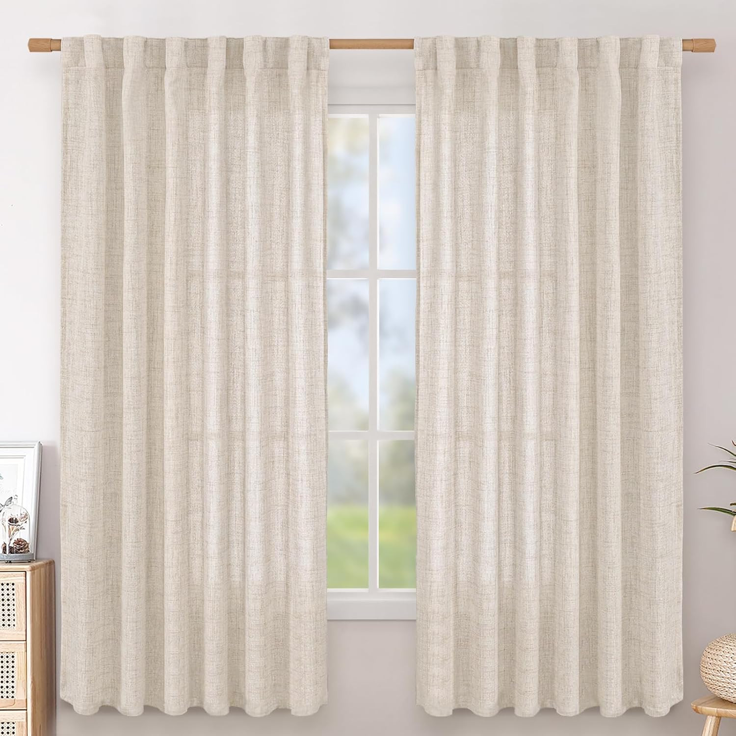 Bgment Linen Curtains 63 Inch Length 2 Panels for Living Room – Semi Sheer Drape