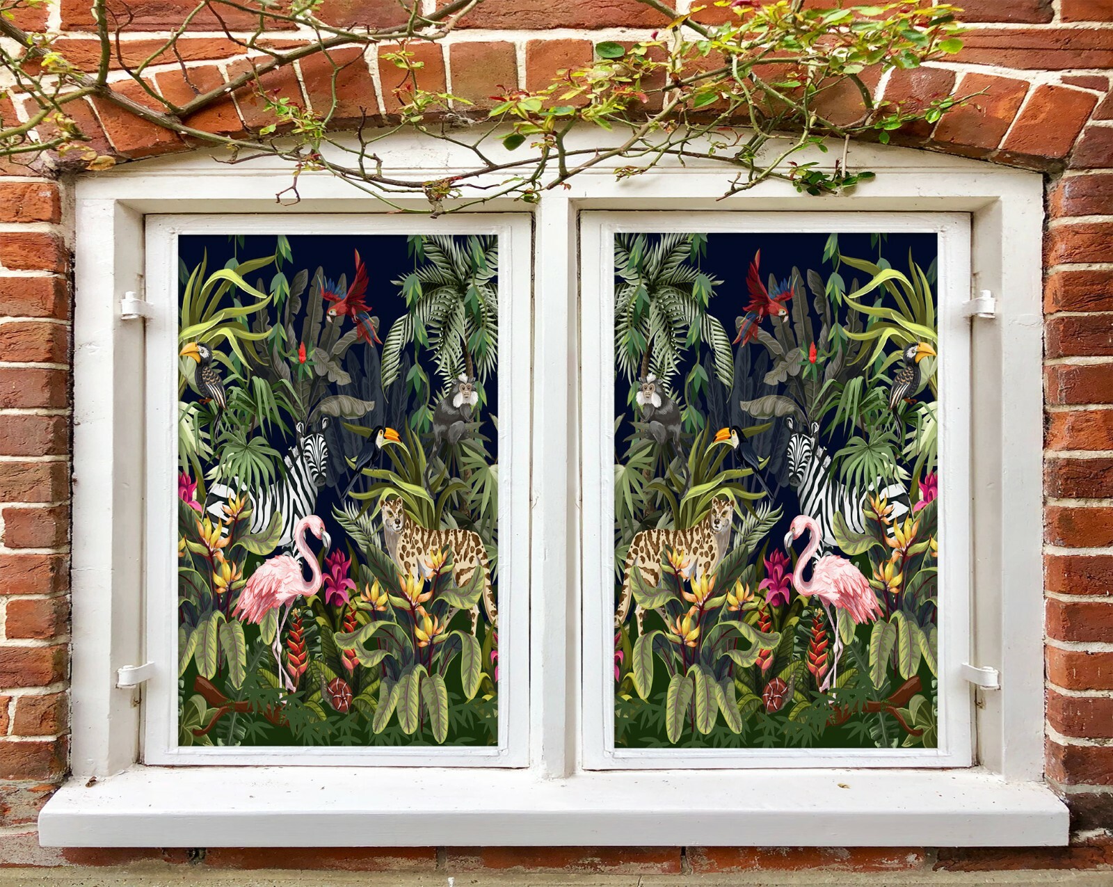 3D Forest Flamingo A723 Window Film Print Sticker Cling Stained Glass UV Zoe