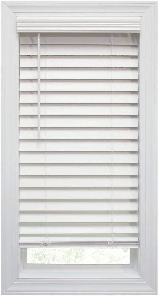 Decorators White Cordless Room Darkening 2 ” Faux Wood Blind 59″x64″ 2 PACK