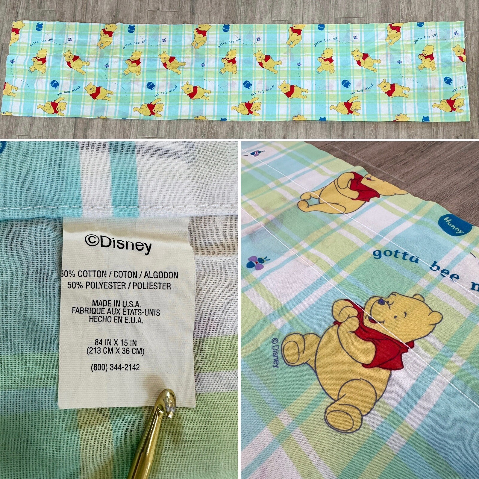 VTG 90’S DISNEY WINNIE THE POOH KIDS ROOM VALANCE CURTAIN 83″ X 18″
