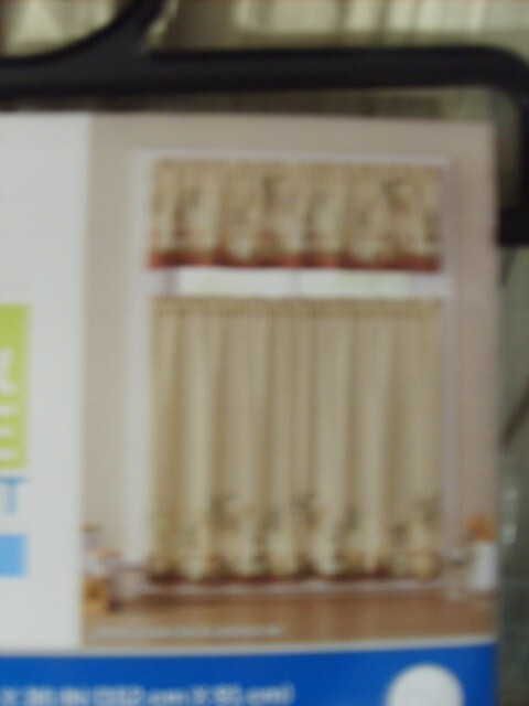 INTERIORS~OLIVE BOTTLES/OLIVES~3 PIECE TIER & VALANCE CURTAIN SET~NEW~ROD POCKET