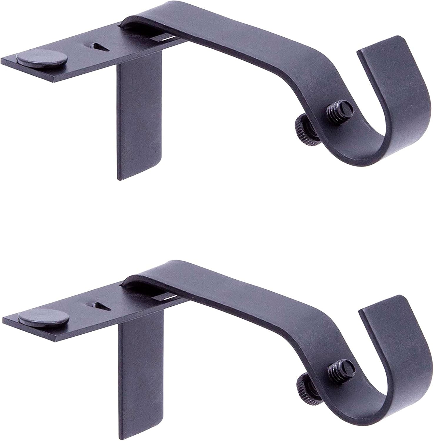 Fast Fit 5/8″ No Measure Curtain Rod Brackets Matte Black