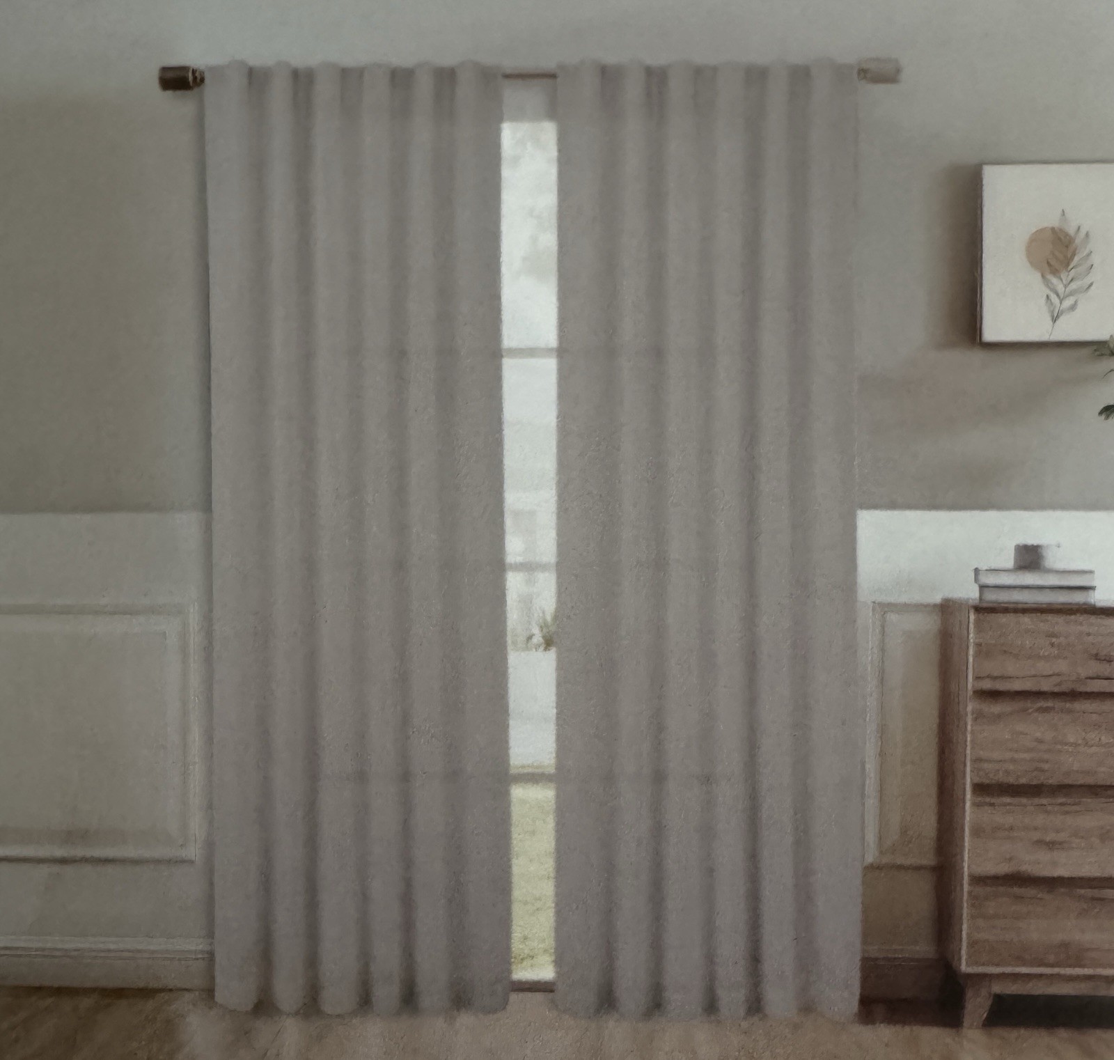 New Laura Ashley Window Curtains 2 Wide Panels 52 x 84 Linen Natural Back Tab