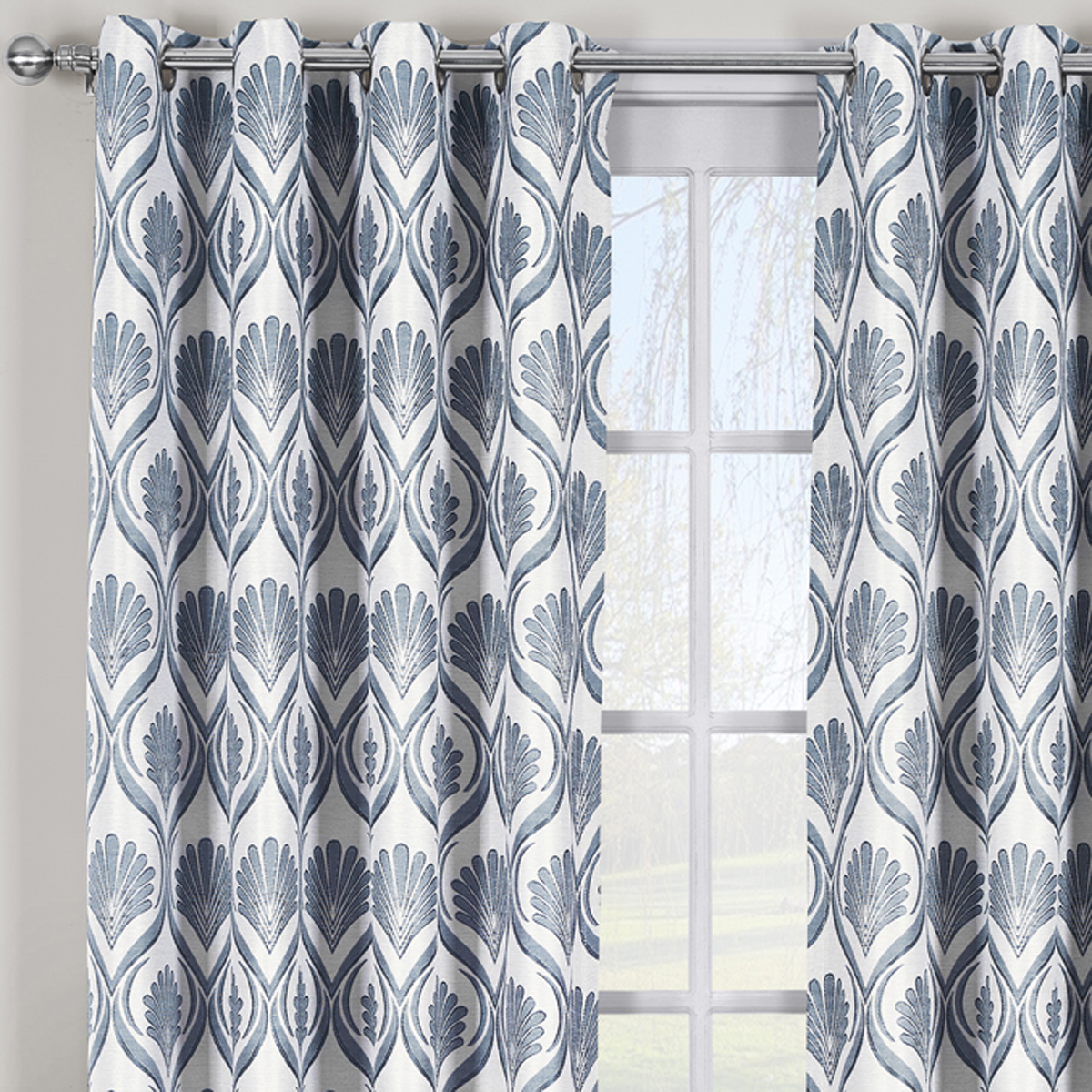 Jacqueline Jacquard Textured Grommet Top Draperies ( Set of 2 Panels )-All Sizes