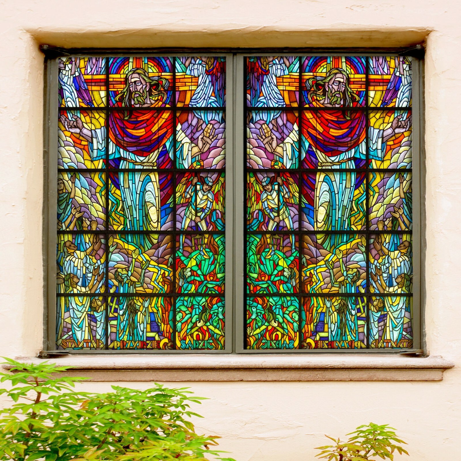 3D Red Man Pattern ZHU316 Window Film Print Sticker Cling Stained Glass UV Zoe