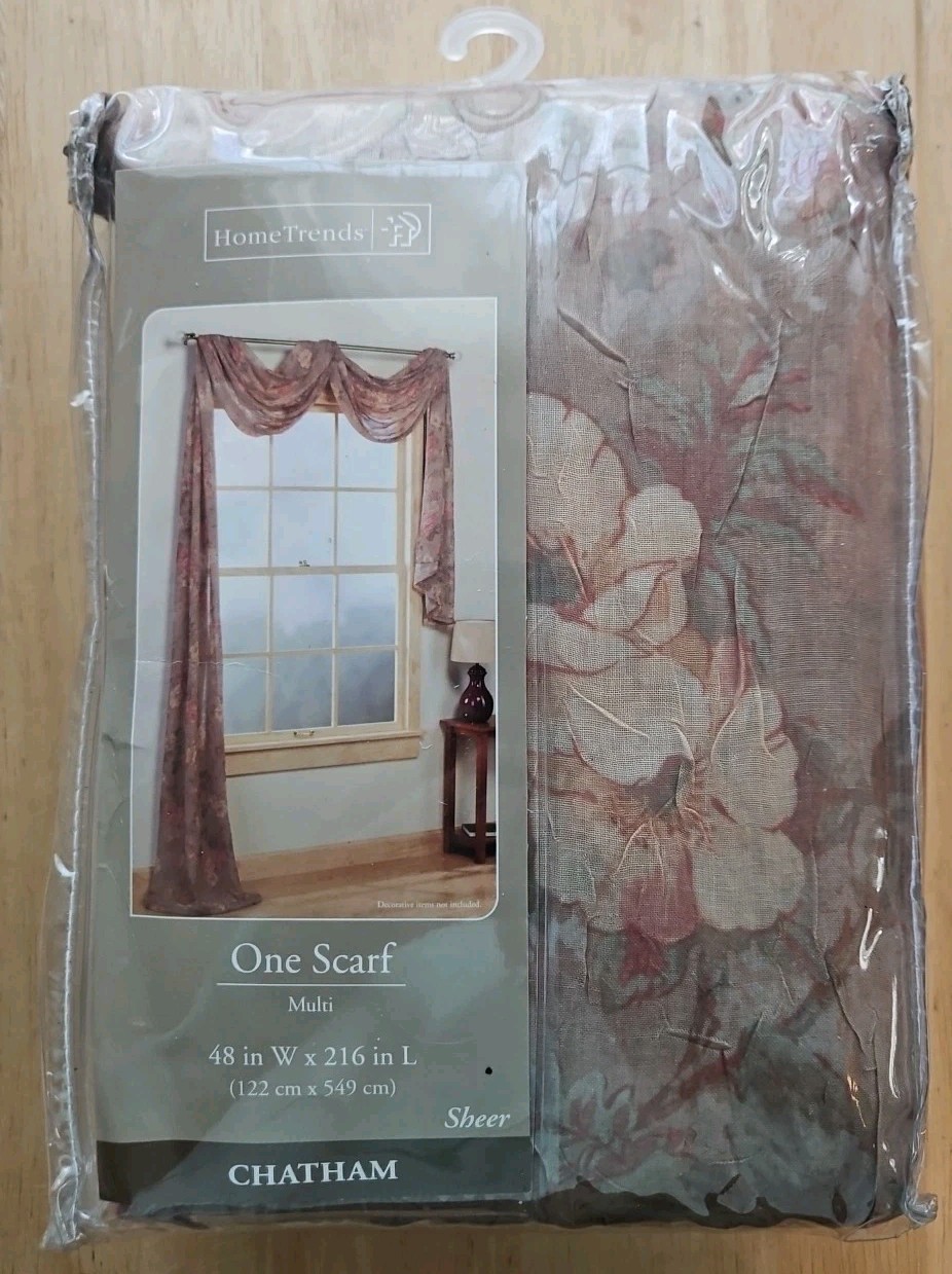 Vintage Sheer Floral Window Scarf 48×216 Victorian Home Trends Chatham