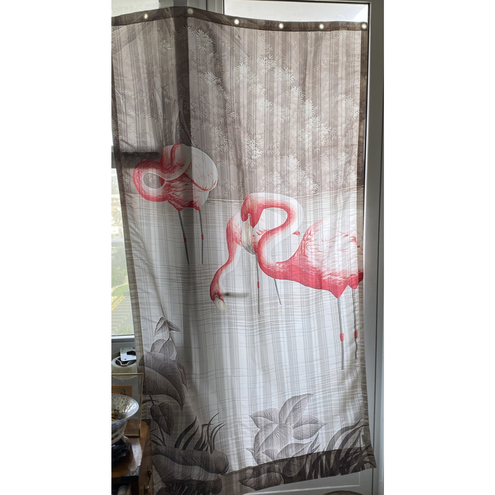 Flamingo Neon Earth Panel Grommet Window Curtain 43″(W) x 74″(L) polyester