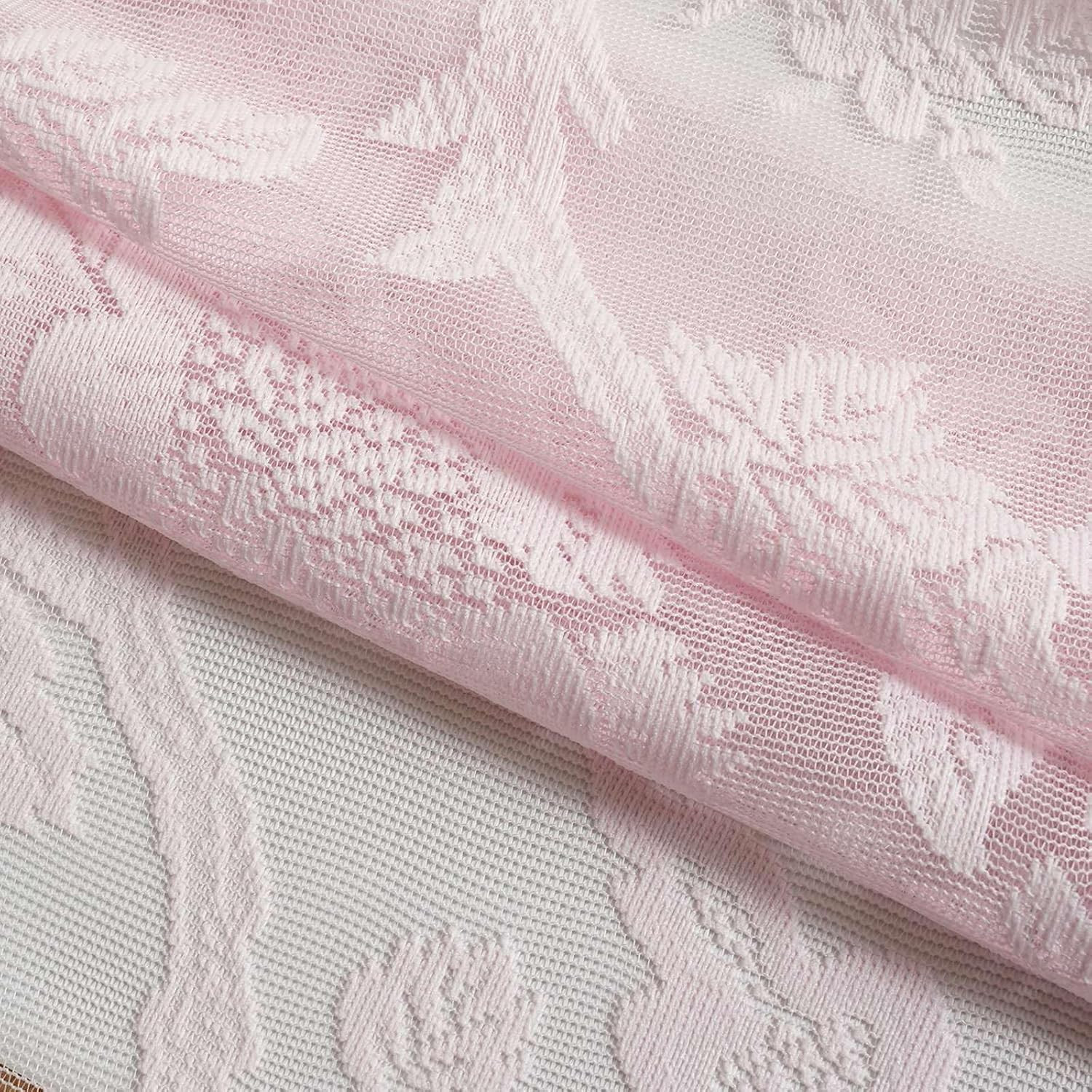 H.VERSAILTEX Light Pink Lace Curtains 54 Inch Length 2 Panels Set Rod Pocket, Fr