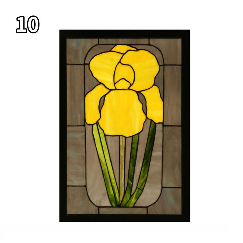 Stained Flower Magnolia Stickers Windows Film Static Sliding Door Decor