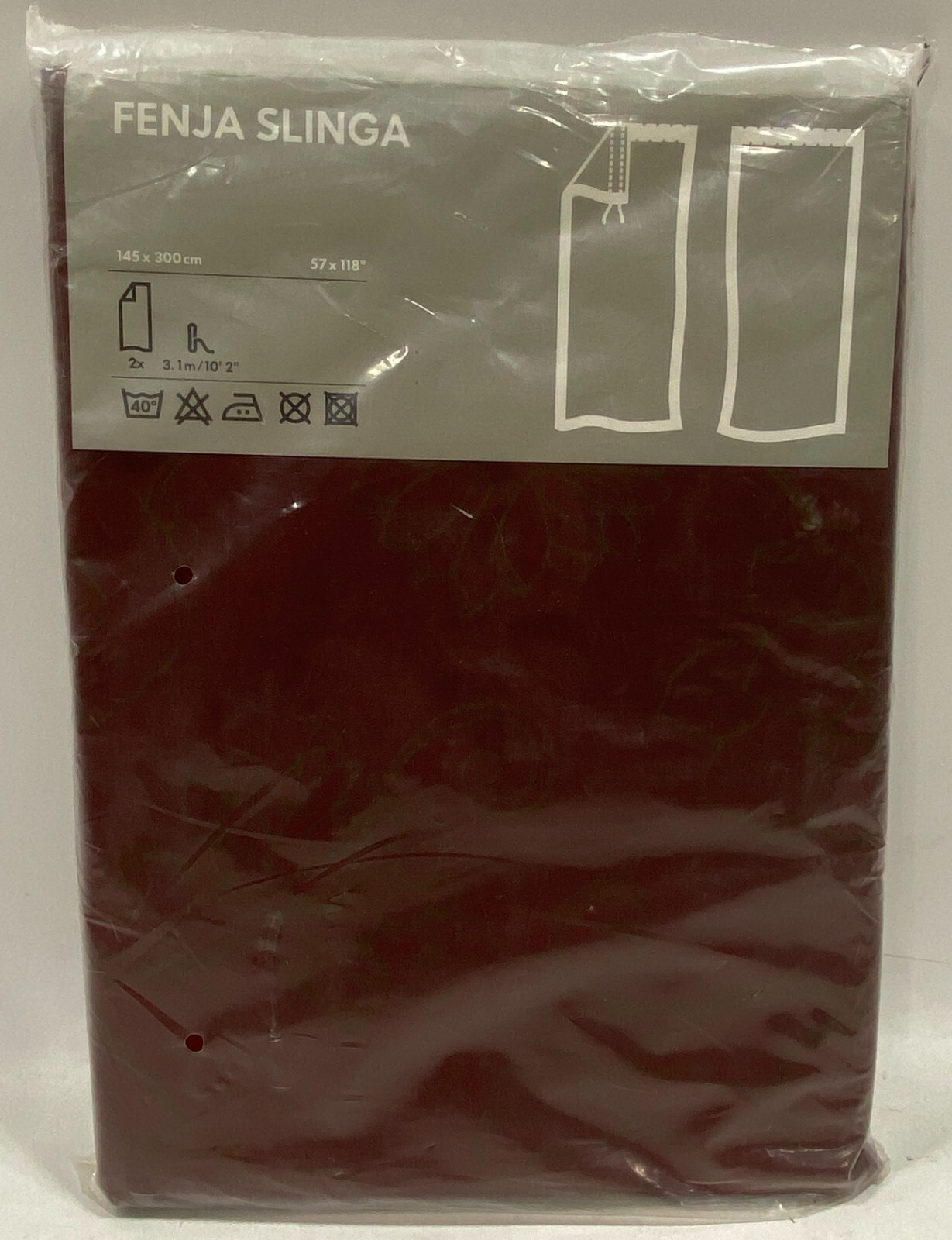 Ikea Fenja Slinga Floral Curtains Panels Pair Burgandy Red Green 200.790.35 NOS