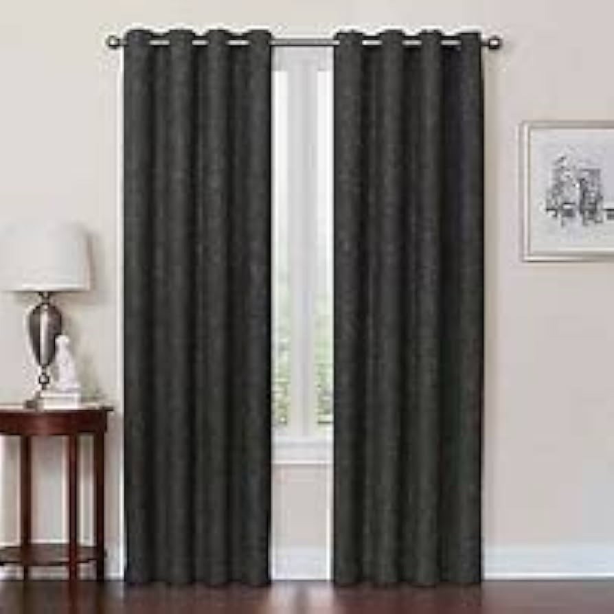 Quinn Total Blackout Grommet Top Curtain Panel 50×63 BLACK Energy Efficient NIB