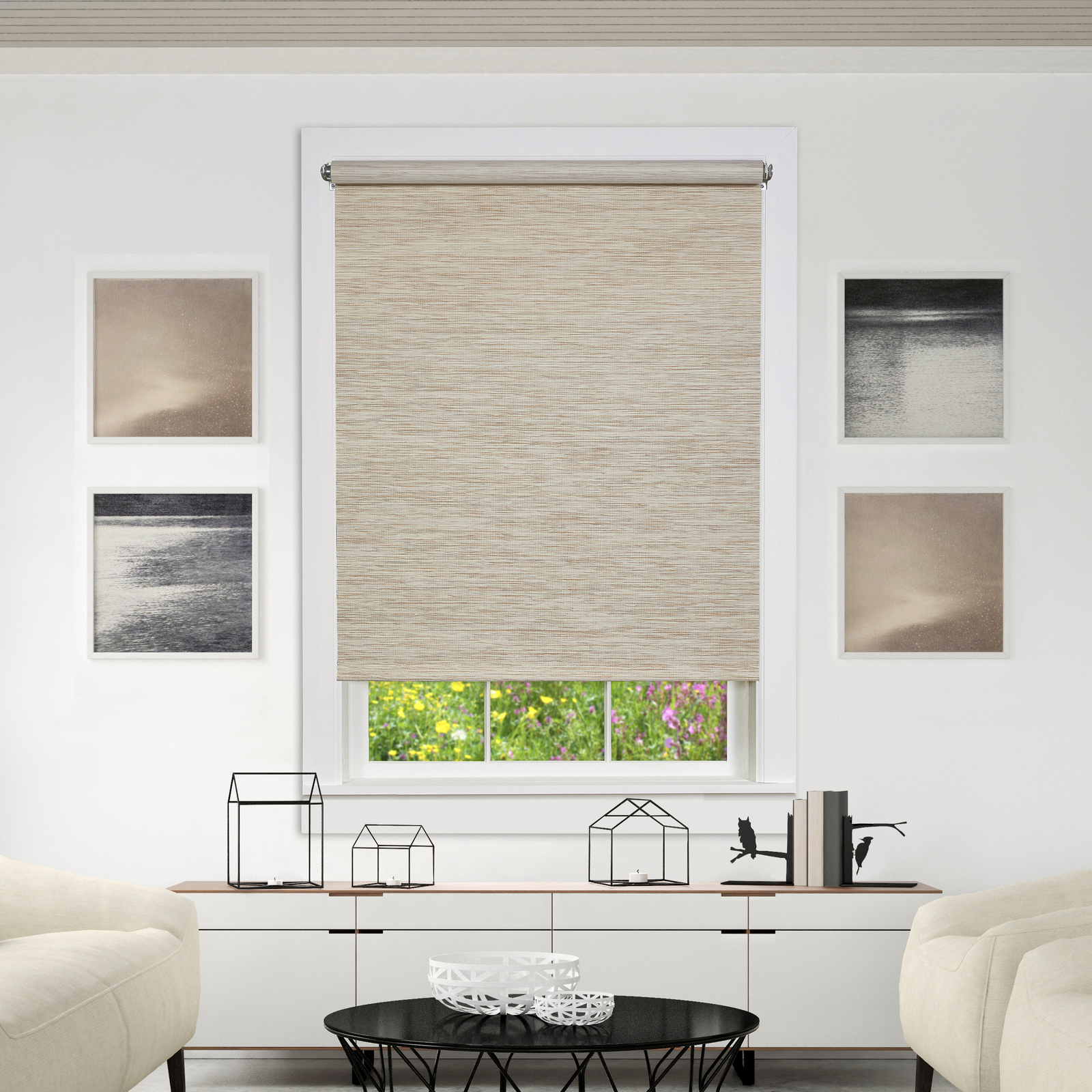 Light Filtering Woven Natural Cordless Privacy Jute Windows Shade, Natural