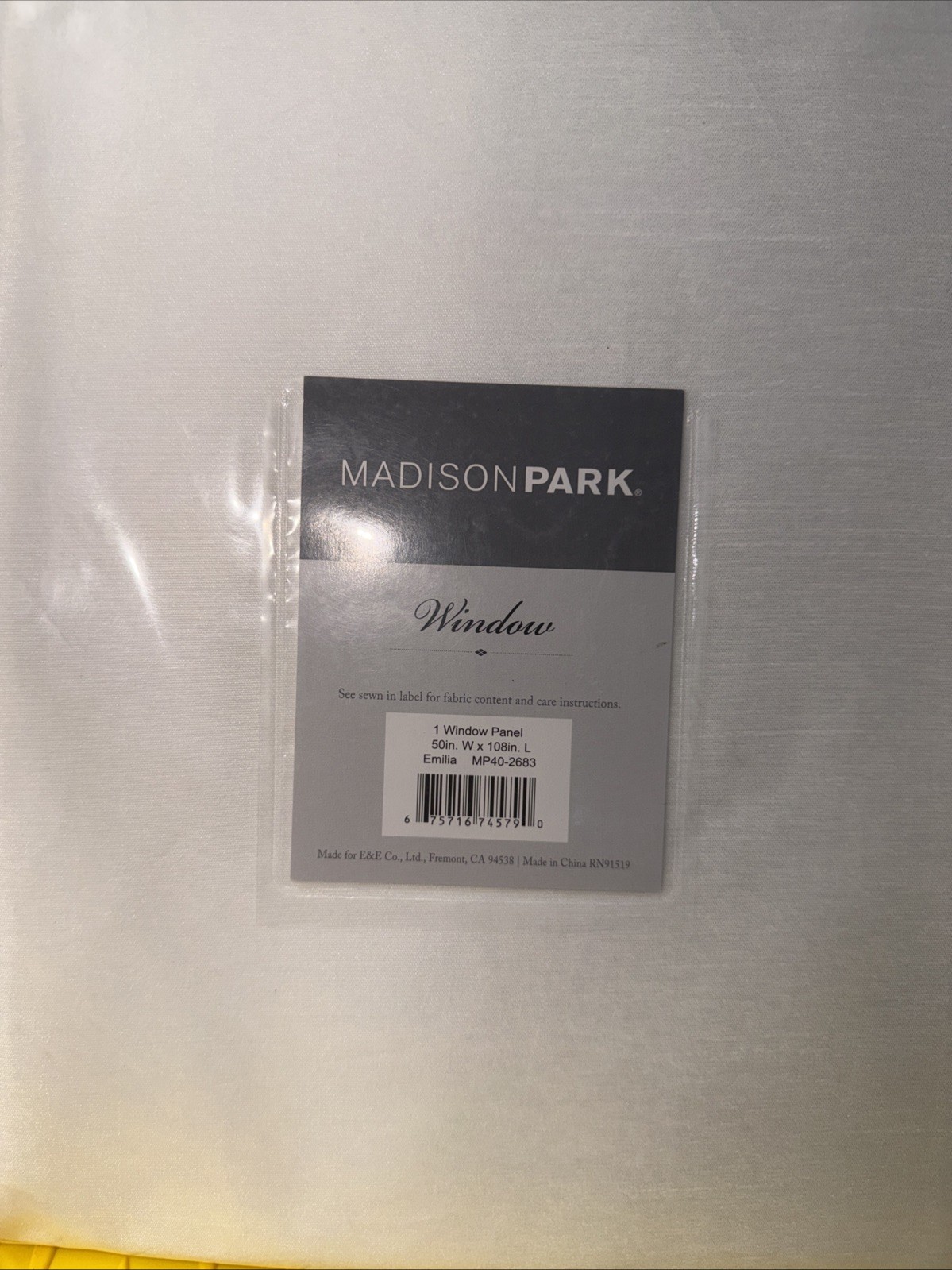 Madison Park Emilia Twist Tab Lined Window Curtain Panel, Single Curtain, White