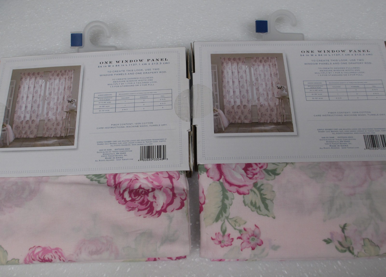 Simply Shabby Chic Pink Voile Cabbage Rose Floral Panels Curtains Drapes Pair