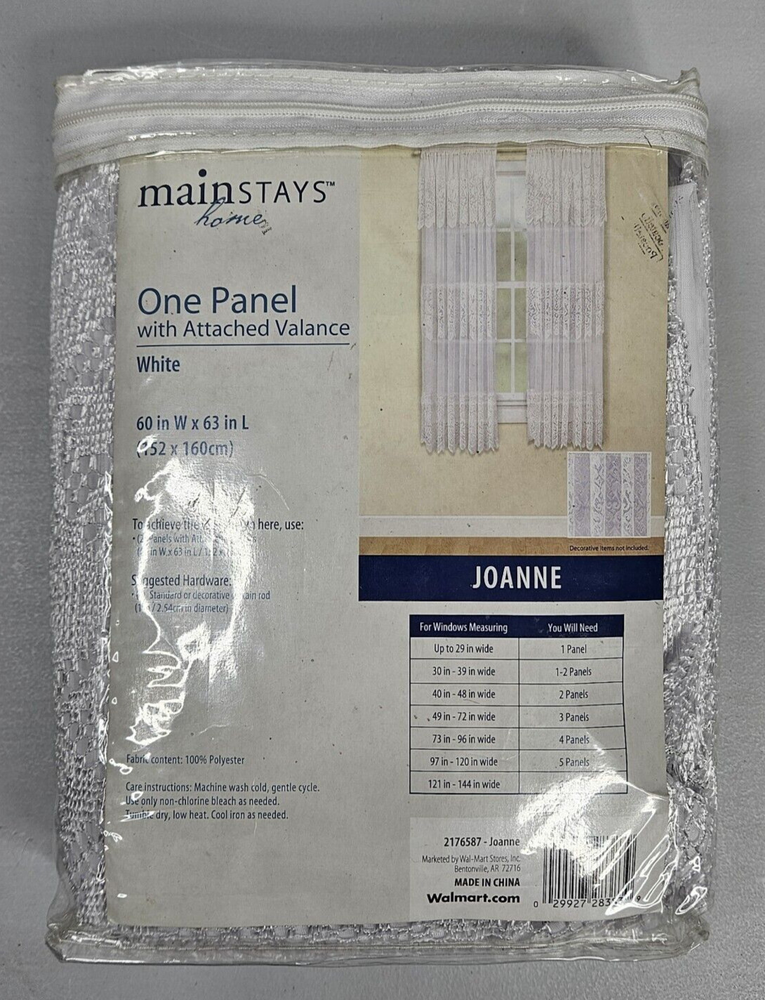 Mainstays Window curtain panel Home Window With Attached Valance 60 in W 63 in L