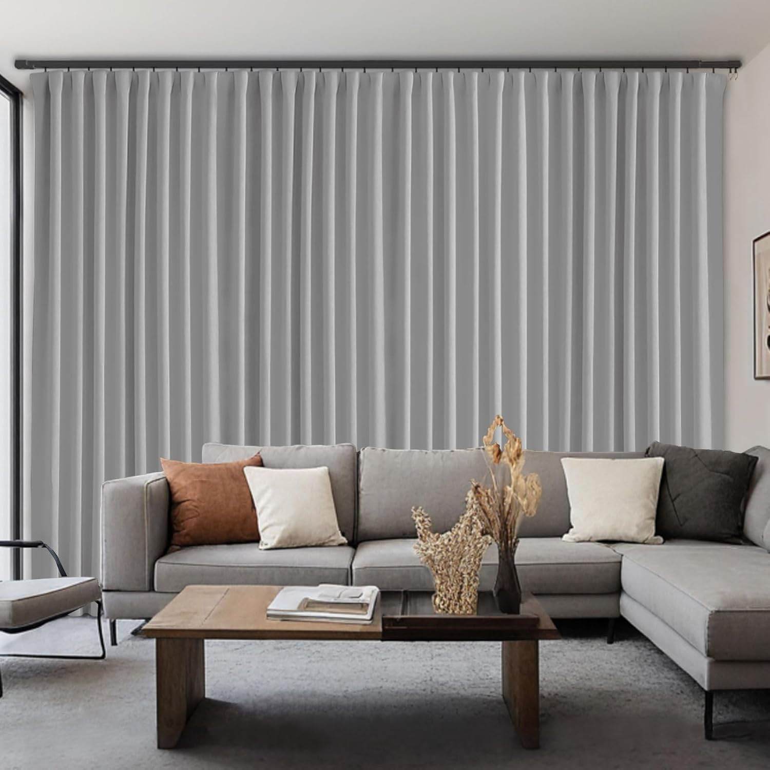 Extra Wide Blackout Room Divider Curtains for Ceiling Track or Rod, 1 Panel