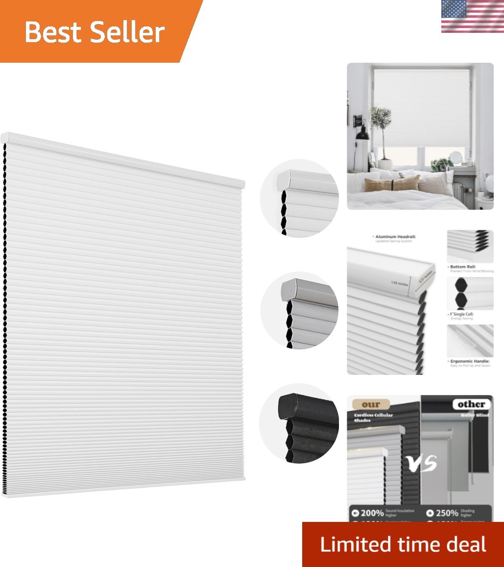 Cellular Shades Cordless, 35 Inch Wide Blackout Cellular Blinds for Windows, …