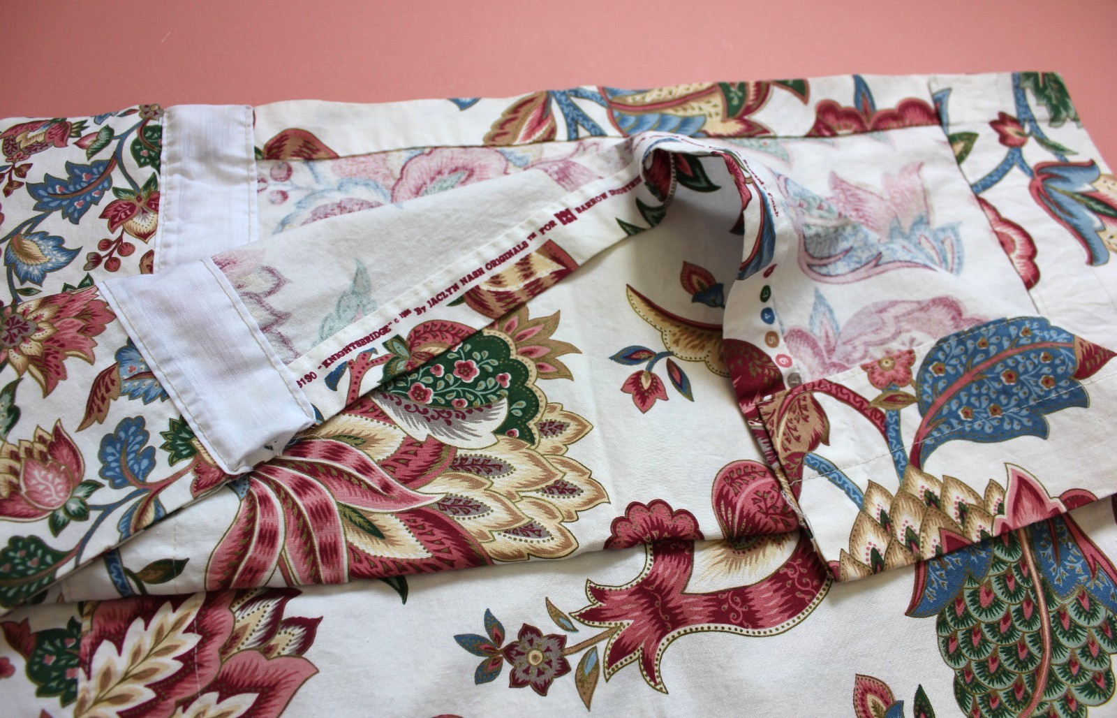 Custom Jacobean Floral Knightsbridge Valance 77×23 Dual Header Vintage 1990s