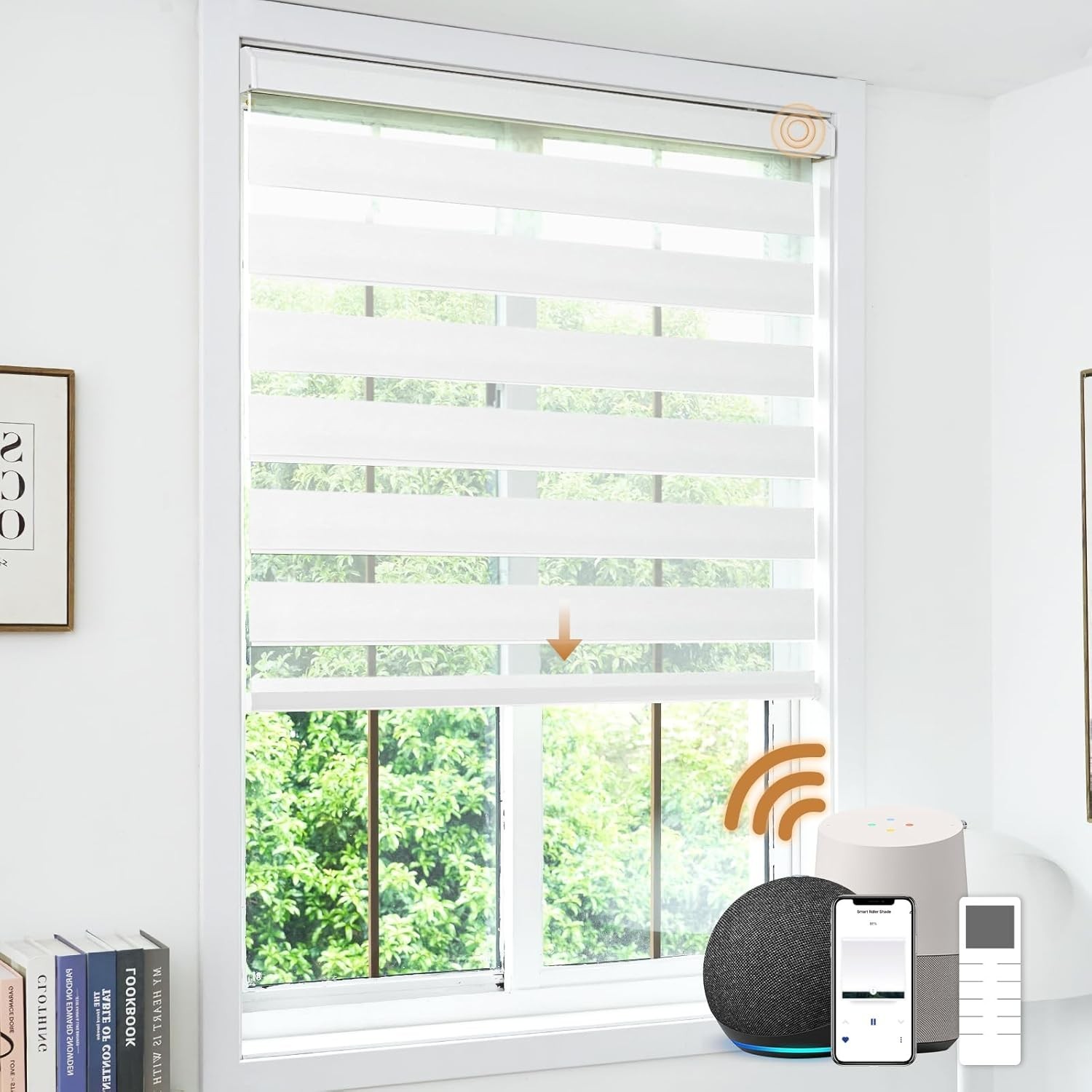 Smart Motorized Zebra Blinds Regular Size, Alexa Zigbee Custom Window Shades