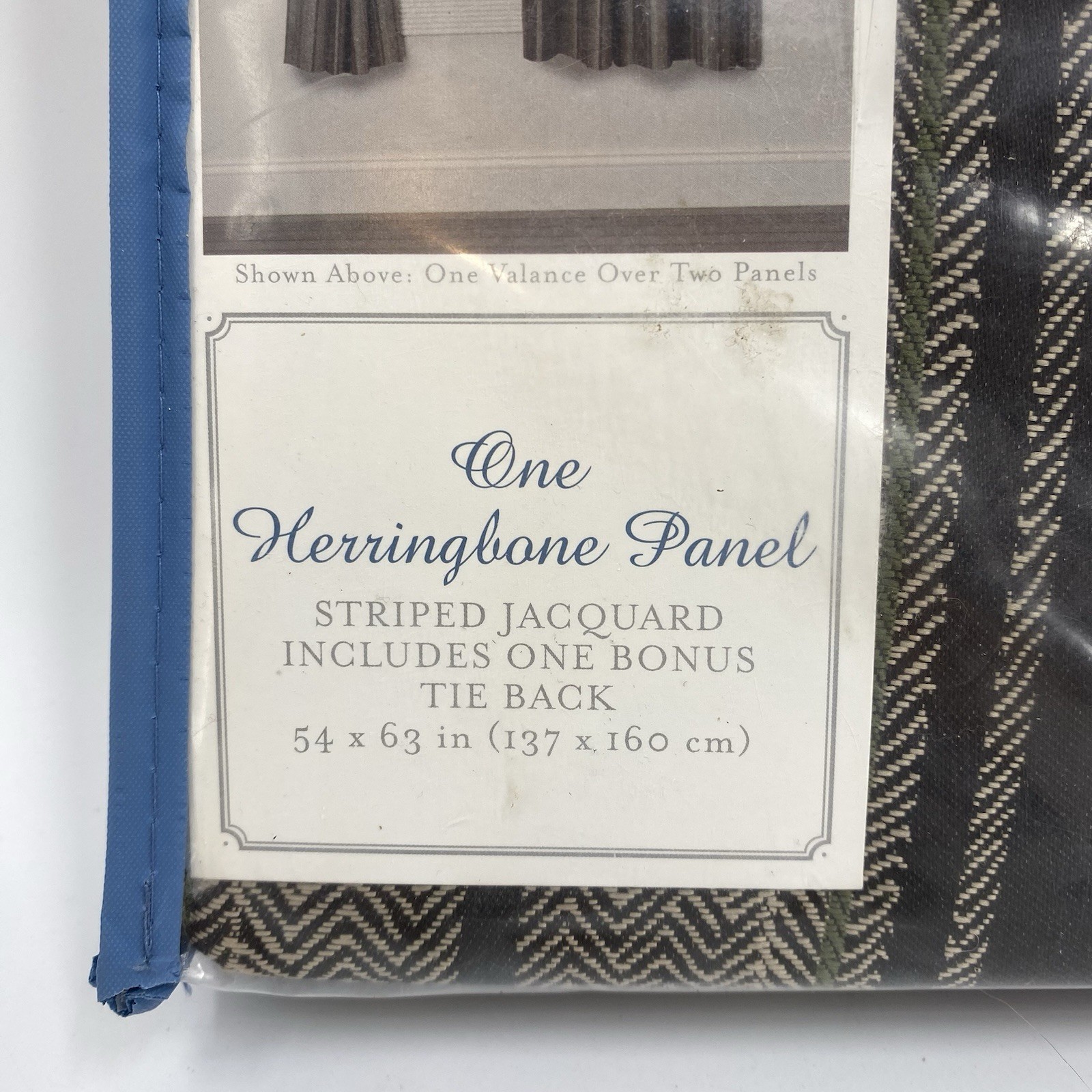 Jaclyn Smith Herrinbone Curtain Panel Brown Tan Striped Jacquard 54″ x 63″
