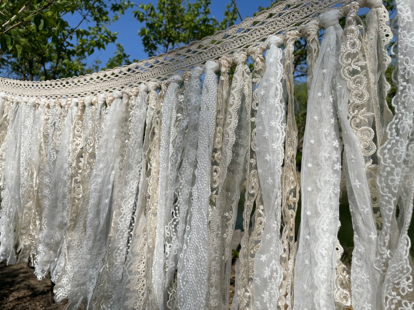 Rustic Shabby Chic Lace curtain Hand Crochet Lace Kitchen Valance