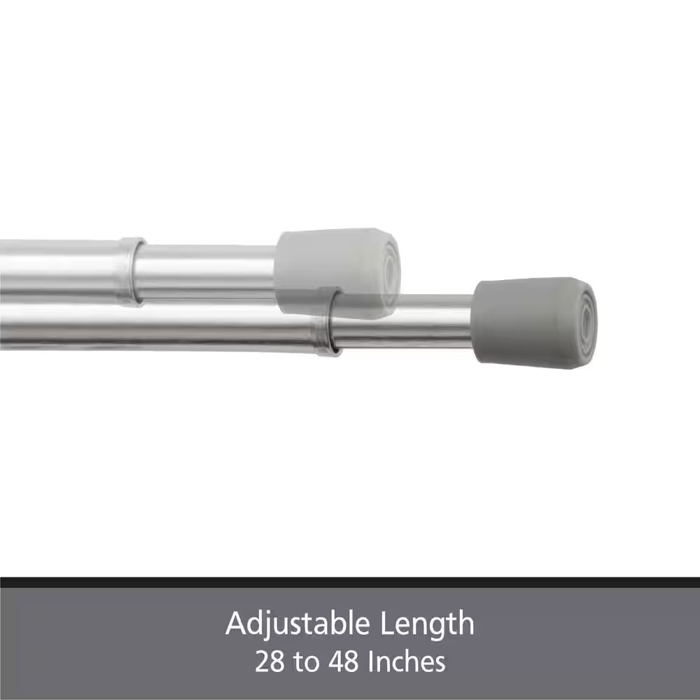 Fast Fit No Tools 28 In. – 48 In. Adjustable Spring Tension Curtain Rod, 7/16 In
