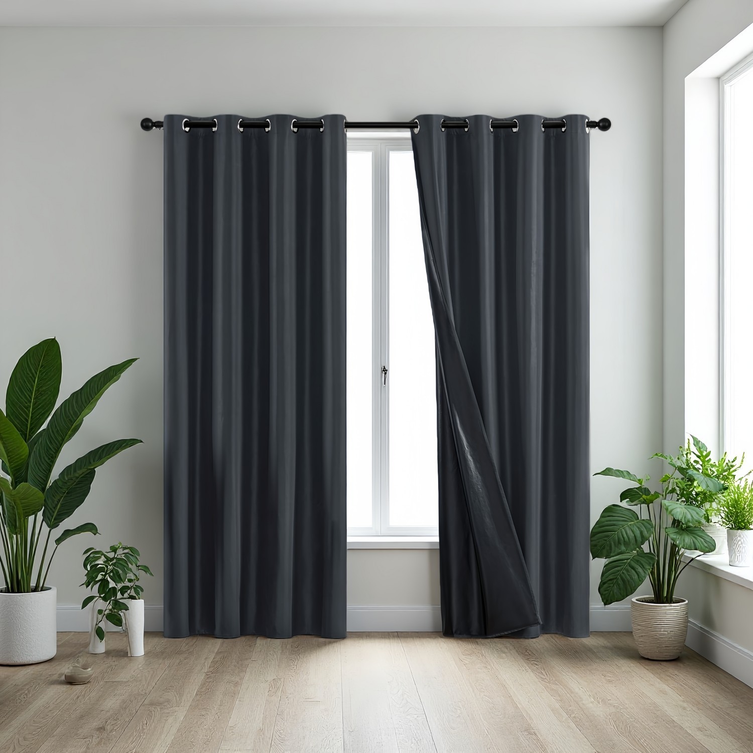 2 Panels Bedroom Blackout Curtains Solid Light Block Grommet Panels