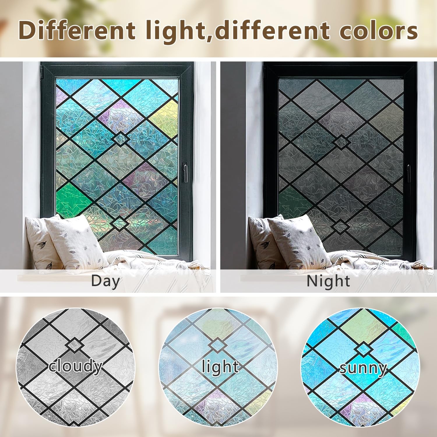 Window Privacy Film Geometric Stained Glass Window Film