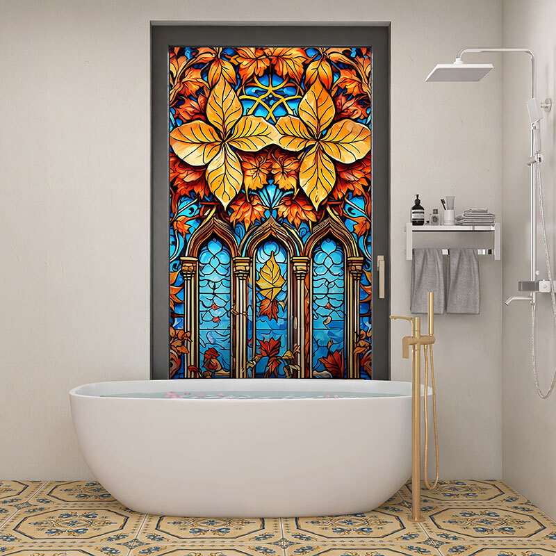 40x100cm/45x120cm Colorful Stained Glass Film Modern Art European Decor Privacy
