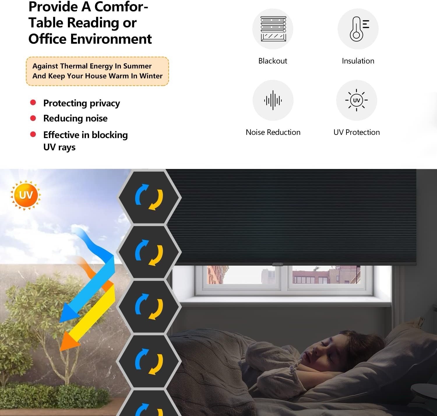 LazBlinds No Tools No Drill Cordless Cellular Shades, Blackout 22″ W x 48″ H