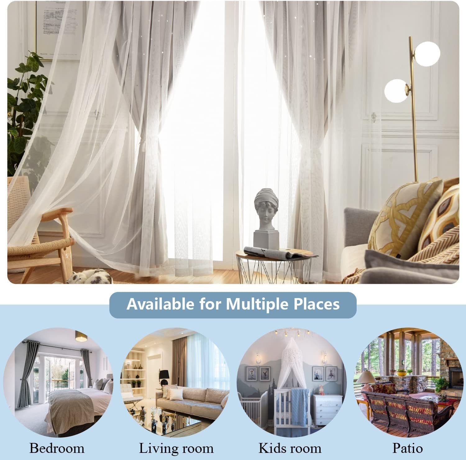 Energy-Saving Blackout Curtains with Star Design for Dreamy Kids’ Spaces – Beige