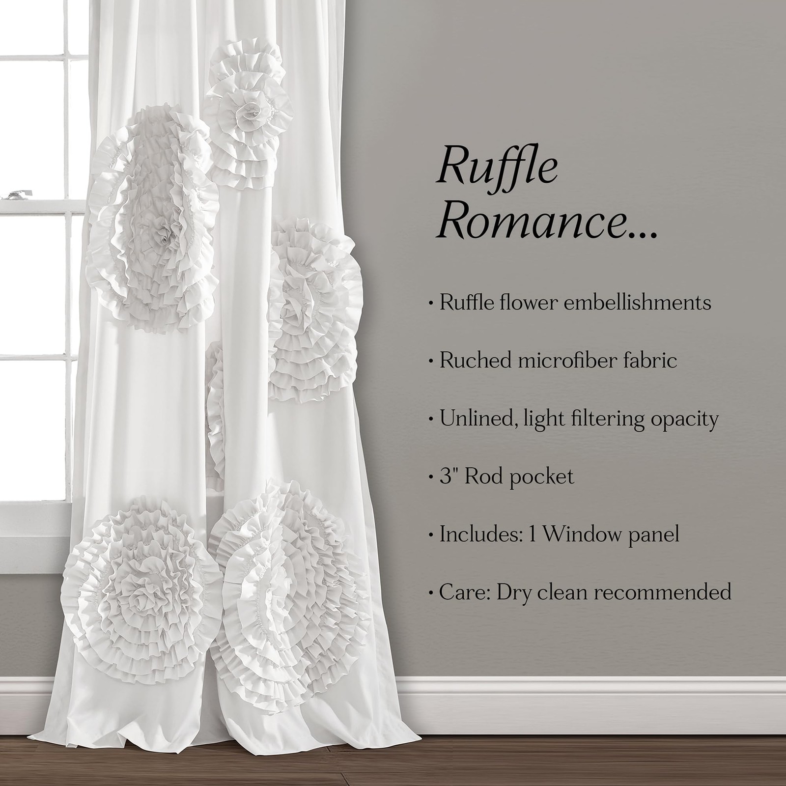 Lush Decor Serena Light Filtering Window 54″W x 84″L (Pack of 1), White