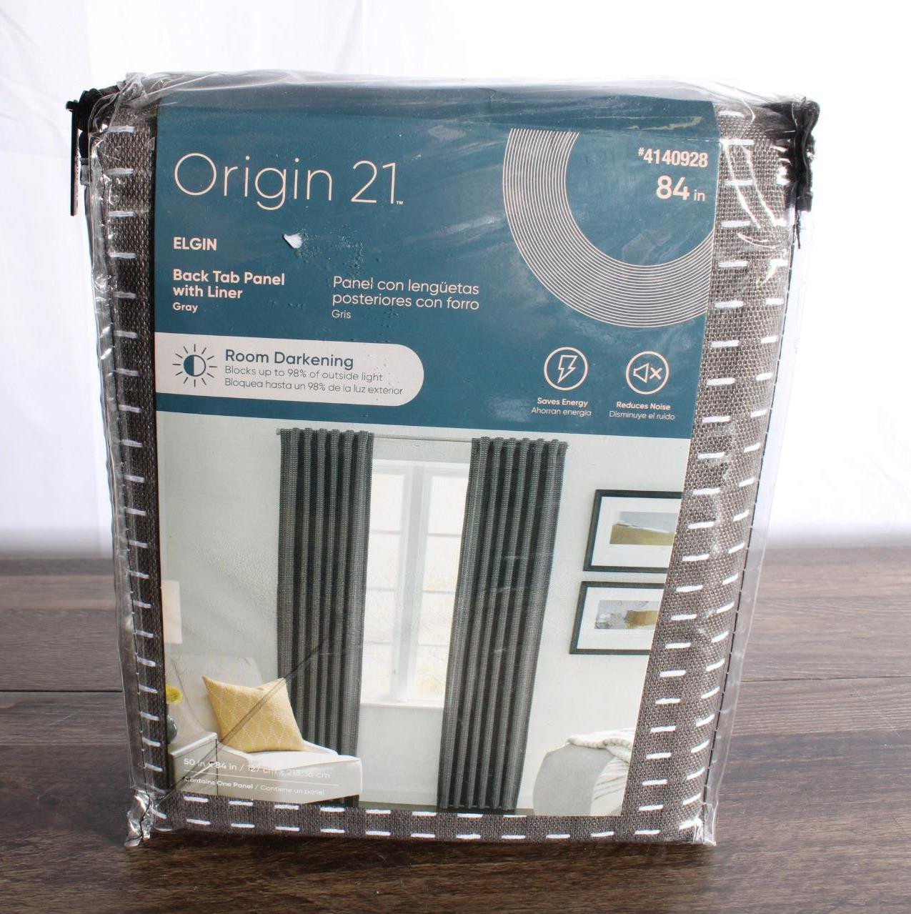 Origin 21 84-in Gray Room Darkening Standard Lined Back Tab Single Curtain Panel