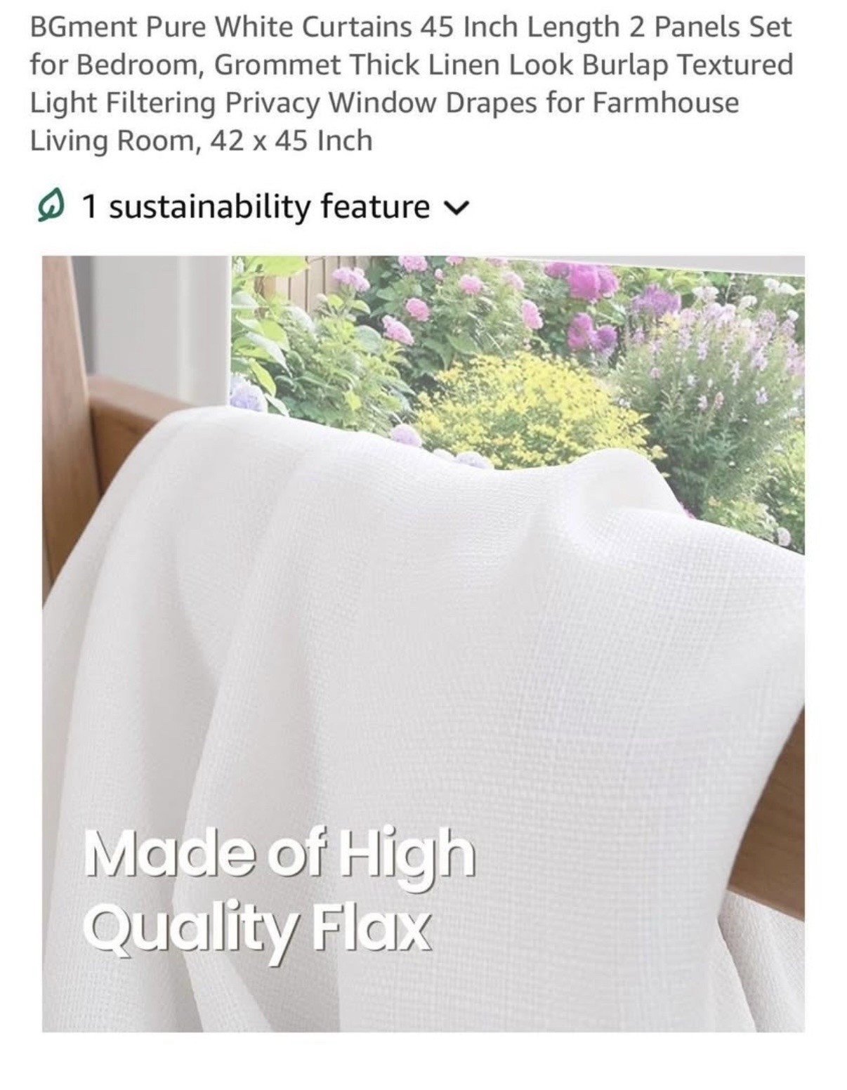 Pure White Curtains 45 Inch Length 2 Panels Set for Bedroom – NIP!